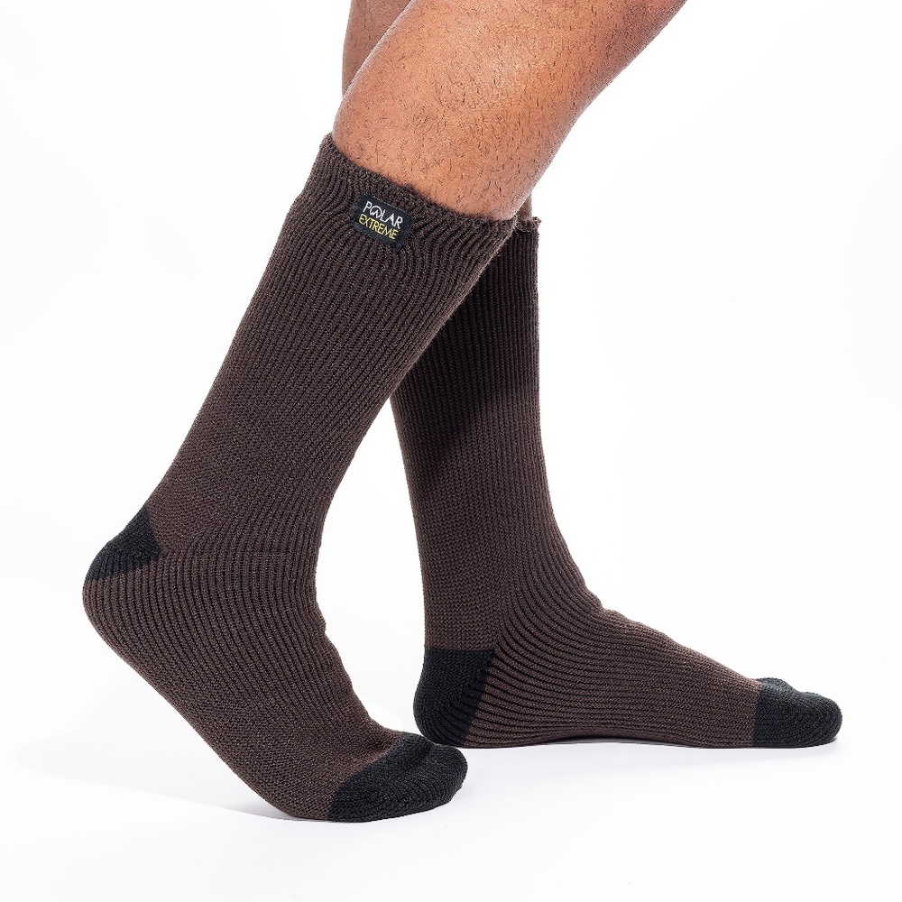 Men’s Brown Colorblock Insulated Thermal Winter Socks